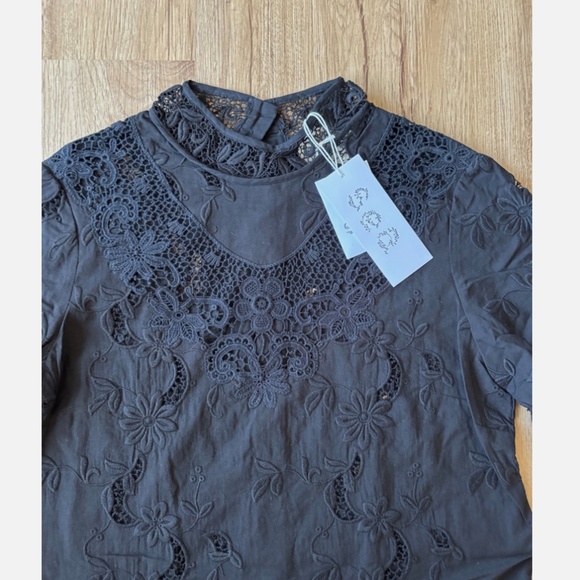 ★NWT Sea New York Embroidered Long Sleeve Top Black US4★ - Picture 8 of 10